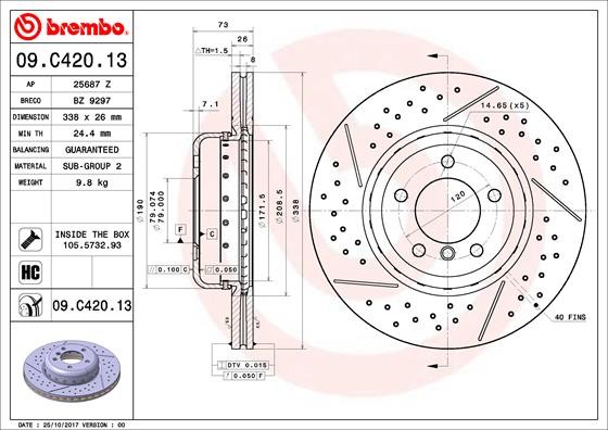 BREMBO Tarcza hamulcowa 09.C420.13 09.C420.13