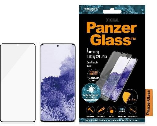 PanzerGlass Curved Microfracture Sam S21 Ultra G998 Case Friendly AntiBacterial czarny/black