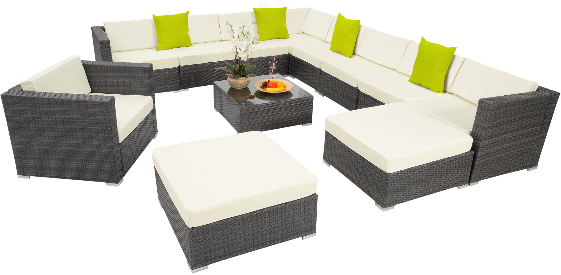 tectake Meble ogrodowe, technorattan, Las Vegas, - szary 403840