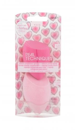 Real Techniques Real Techniques Miracle Complexion Sponge Love Irl zestaw gąbeczka do pokładu w płynie 1 szt + gąbeczka do pudru 1 szt dla kobiet