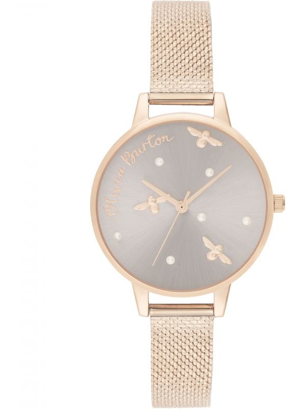 Olivia Burton Pearl Detail Rose Gold Mesh OB16PQ04