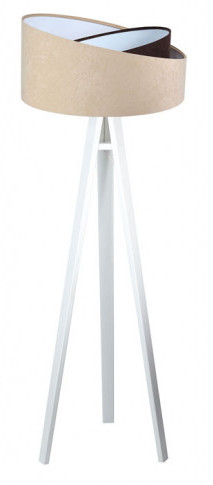 Beżowo-biała drewniana lampa stojąca - S026 B0-D15