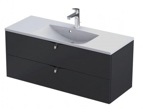 Oristo Szafka wisząca SIENA 120 cm z umywalką AMELIA CZARNY MAT OR45-SD2S-120-8 + UME-AM-120-92-C OR45-SD2S-120-8 + UME-AM-120-92-C