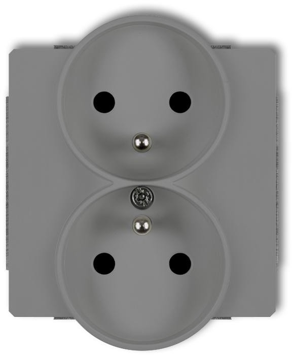 Karlik Deco szary mat gniazdo podwójne z uziemieniem 27DGPR-2z 27DGPR-2z