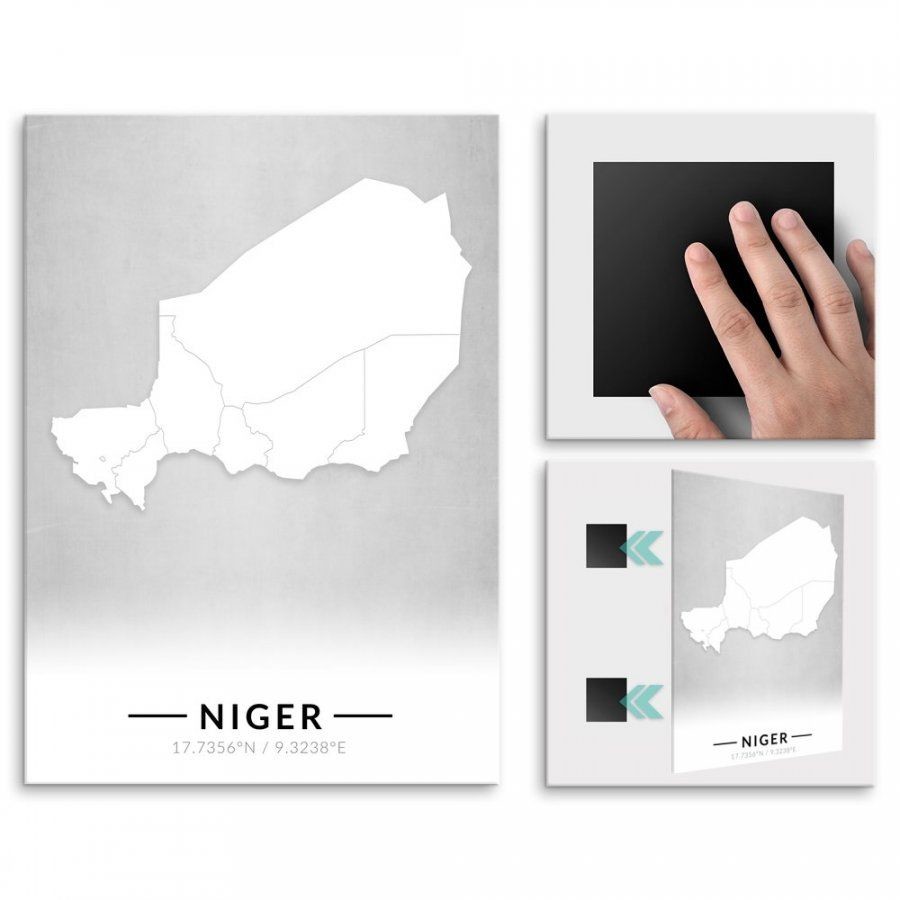 Pix4home Plakat metalowy Mapa B&W Niger M POS-M-03953