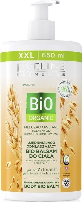 Eveline Cosmetics Cosmetics BIO Organic ujędrniająco-odmładzający bio balsam do ciała do skóry bardzo suchej Mleczko Owsiane 650