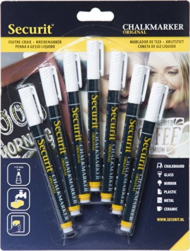 Securit 7 sztuki SECURIT płynna kreda, długopisy, kreda marker pióro z płynnej, 1  2 MM, okrągłe końcówki, różne kolory do wyboru, biały BL-SMA100-V7-WT