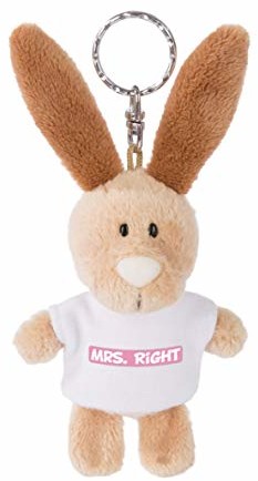 NICI NICI 44723 brelok do kluczy zając z T-shirtem Mrs Right 10 cm, beżowy 44723