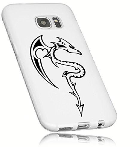 mumbi etui na telefon komórkowy Samsung Galaxy S7 z motywem smoka, przezroczyste, białe