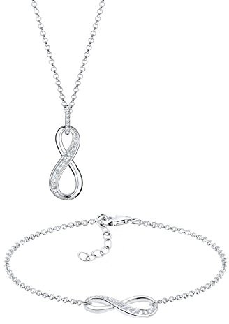 Elli Infinity 0906551316-45 bransoletka damska i łańcuszek z symbolem nieskończoności, długość 45 cm, ze srebra (próba 925), z cyrkoniami 0906551316_45