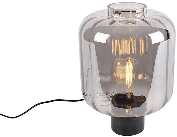QAZQA Designerska lampa stołowa czarna szkło przydymione - Qara
