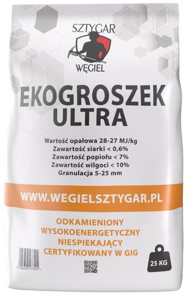 Ekogroszek ULTRA 28 MJ 25 kg SZTYGAR