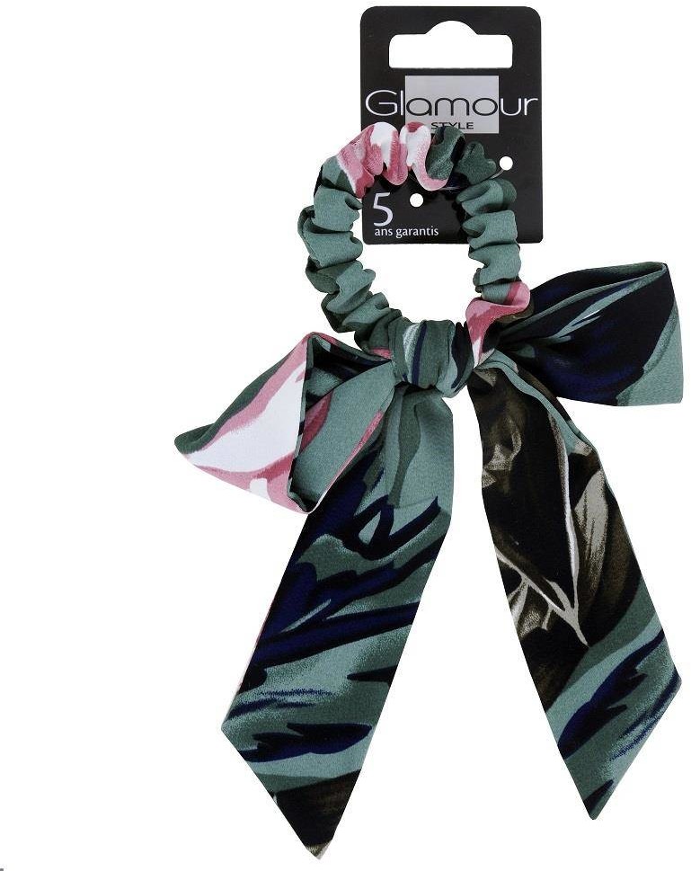 Glamour Green Collection gumka do włosów z kwiatową kokardą 99226-uniw