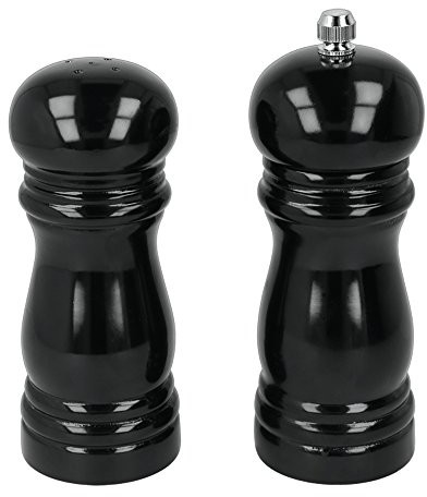 Metaltex 586047038 młynek do pieprzu i soli shaker zestaw w lakierowany, drewno, czarna, 10 x 5 x 13 cm 58.60.47