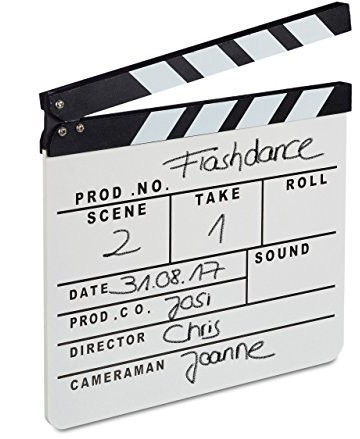Relaxdays film klapa z drewna, klapa reżysera, klapa clap per Board, scenę, do zapisania, Hollywood dekoracyjna, HB 26 x 30 cm, biały 10021347