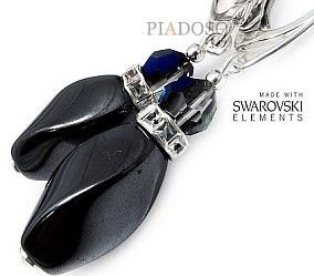 Swarovski HEMATYT piękne kolczyki SREBRO