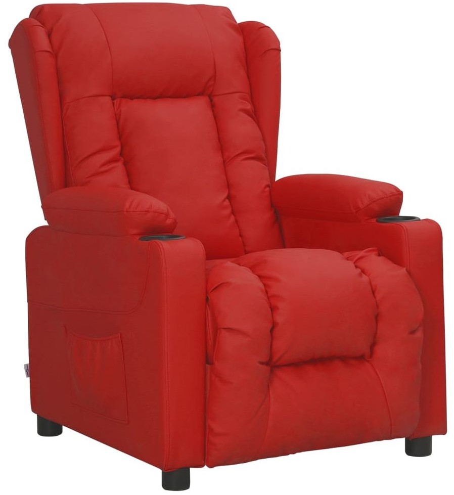 shumee Fotel rozkładany winna czerwień obity sztuczną skórą