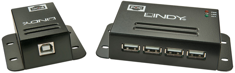 Lindy 42681 Rozdzielacz przedłużacz) 4 portowy USB przez skrętkę Cat.5 LY-42681
