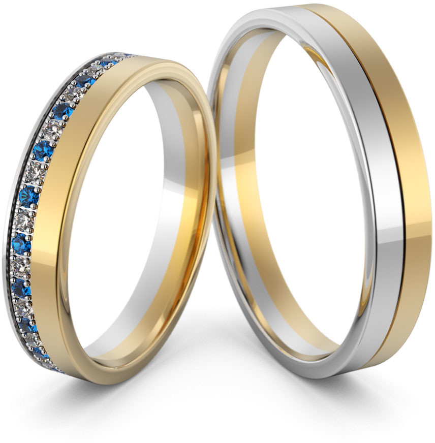 Eminence Obrączki ślubne dwukolorowe z szafirami - Au-1155 Au-1155-10