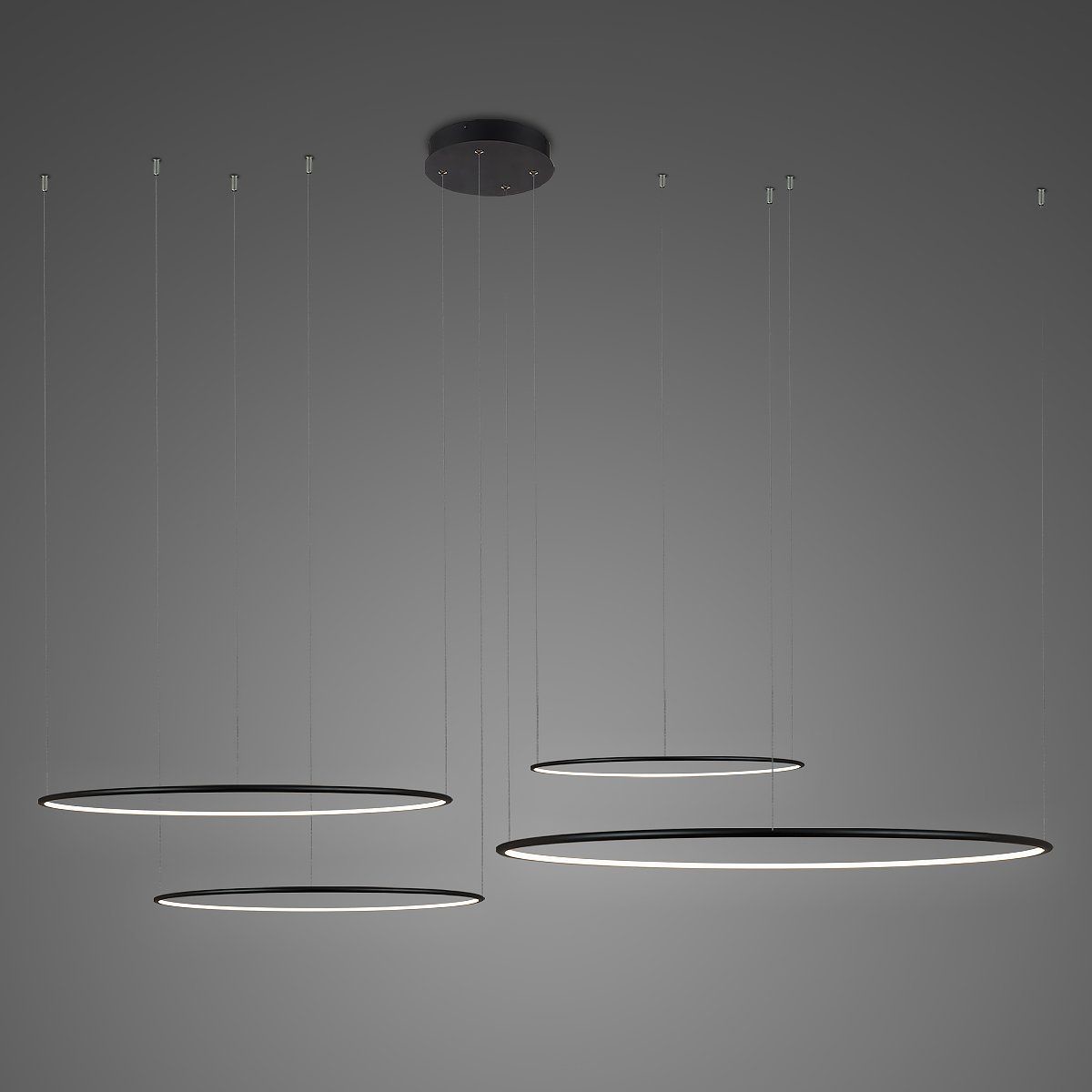 Altavola Design Lampa sufitowa Nowoczesna lampa sufitowa ledowa do jadalni Altavola okręgi LED LA084/CO4_100_in_3k_black LA084/CO4_100_in_3k_black