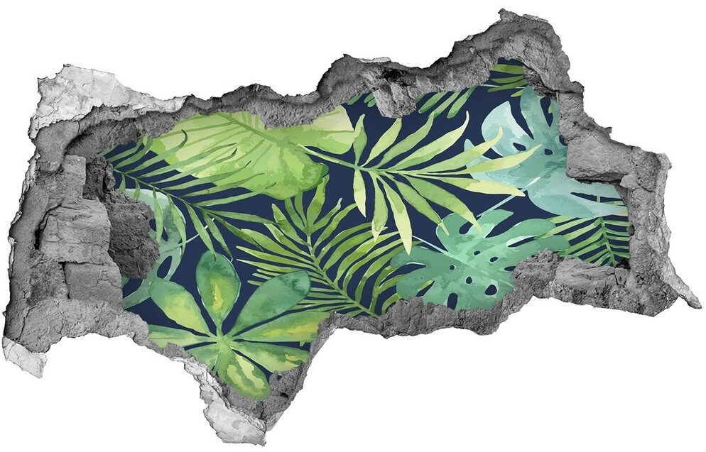 Wallmuralia.pl Naklejka 3D dziura na ścianę Tropikalne liście