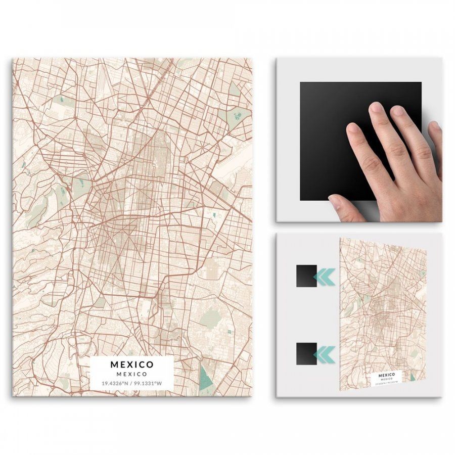 Pix4home Plakat metalowy Mapa Vintage Meksyk M POS-M-04344