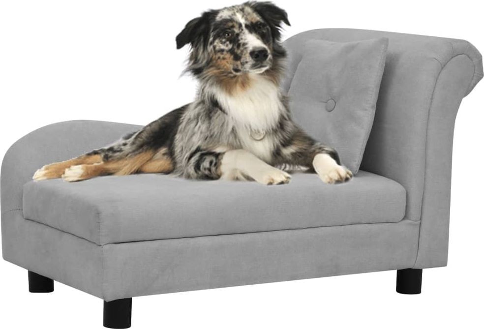 Vidaxl Sofa dla psa z poduszką szara 83x44x44 cm pluszowa 171100