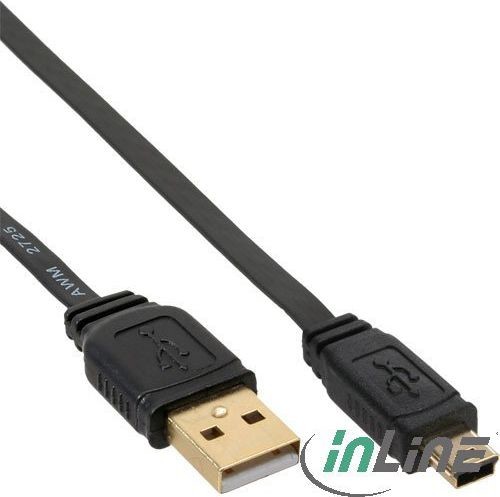 InLine Kabel USB Płaski USB A/Mini USB 5pin 3m Czarny 31830F