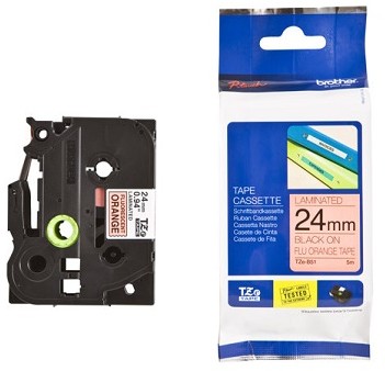 Brother TZE-B51 Taśma 24mm, pomarańczowa fluorescencyjna, czarny nadruk E671-98505_20150121155920