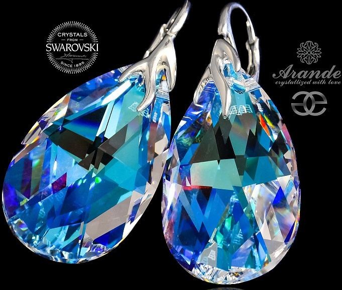 Swarovski kolczyki BLUE AURORA HOLOGRAM SREBRO
