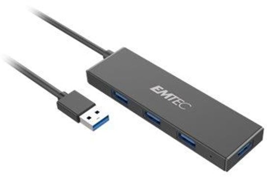 Emtec Emtec Ultra Slim USB3.1 4-Port Hub T620A USB hub - 4 - Czarny ECHUBT620A
