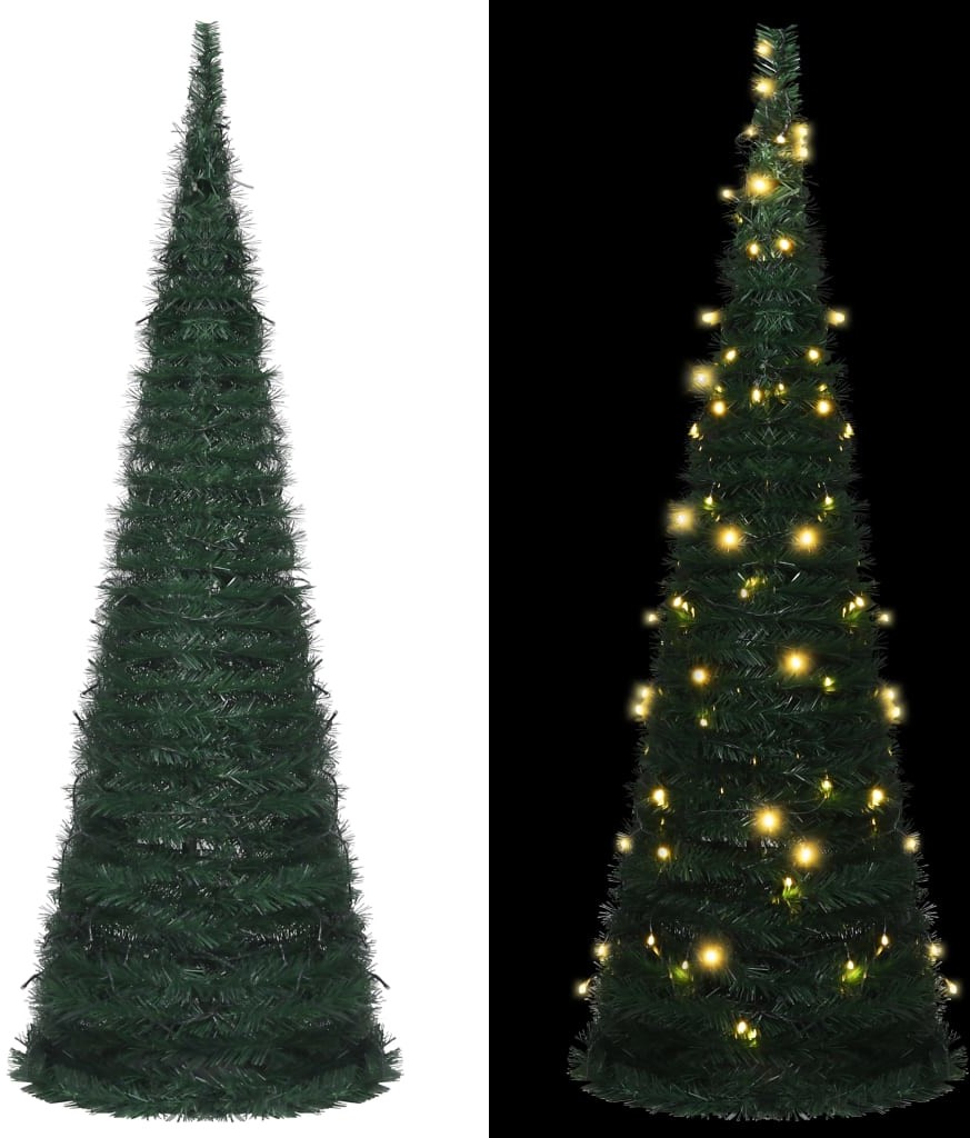vidaXL vidaXL Sztuczna choinka z girlandy z lampkami LED, zielona, 180 cm
