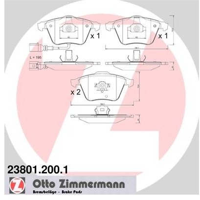 ZIMMERMANN Klocki hamulcowe - komplet 23801.200.1