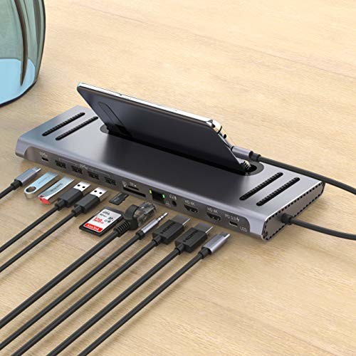 XtremeMac stacja dokująca z 3 portami USB 3.0 (typ A), 1 portem Ethernet, DisplayPort, HDMI i VGA, 1 portem USB-C  kartami SD i microSD  do 11 urządzeń