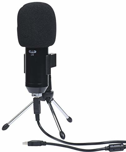 CAD AUDIO CAD AUDIO U29 USB duży mikrofon kondensatorowy (cecha: kardioidalny, 20 Hz - 20 kHz, zintegrowany konwerter A/D, do MAC lub PC, w zestawie: kabel USB, szyba, zacisk i stojak stołowy), czarny u29