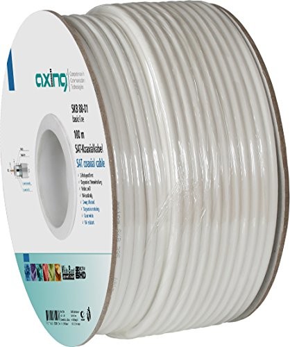 Axing SKB 88  01 kabel koncentryczny 2-żyłowy ekranowany zapewnia SAT i szpula do cyfrowej telewizji kablowej (100 m) Biały 7611682000054