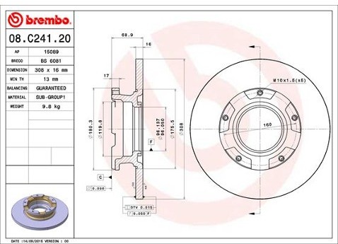 BREMBO Tarcza hamulcowa 08.C241.20