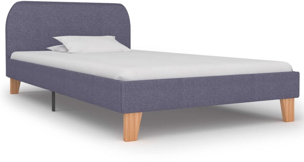vidaXL Rama łóżka, jasnoszara, tkanina, 90 x 200 cm