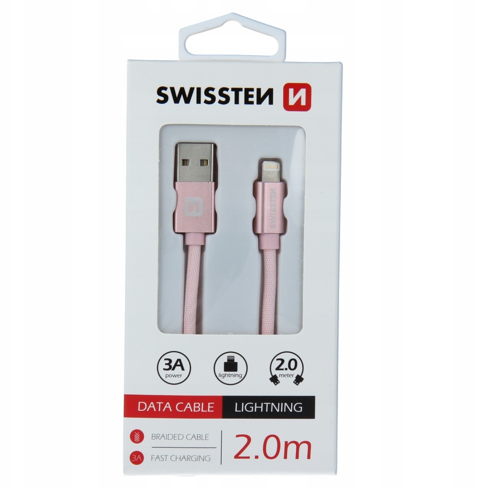 Kabel 8 - Pin Swissten 2m różowy