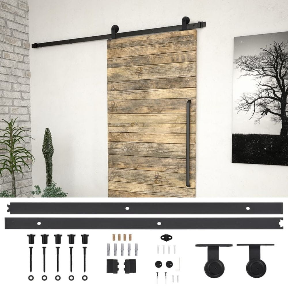 shumee System do montażu drzwi przesuwnych 200 cm stal czarny