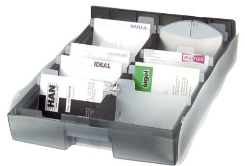 Han HAN 2016  693, Business Card Box VIP XXL, 2200 wizytówek, wysokiej jakości wykonanie, wraz z funkcją podpórki na 8 i 16-częściowemu zestawowi Register, półprzezroczysty Szary 2016-693