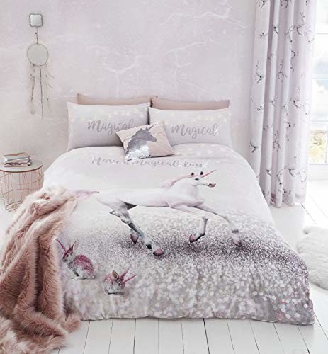 Catherine Lansfield Enchanted Unicorn łatwa w pielęgnacji poszewka na kołdrę, rozmiar king size