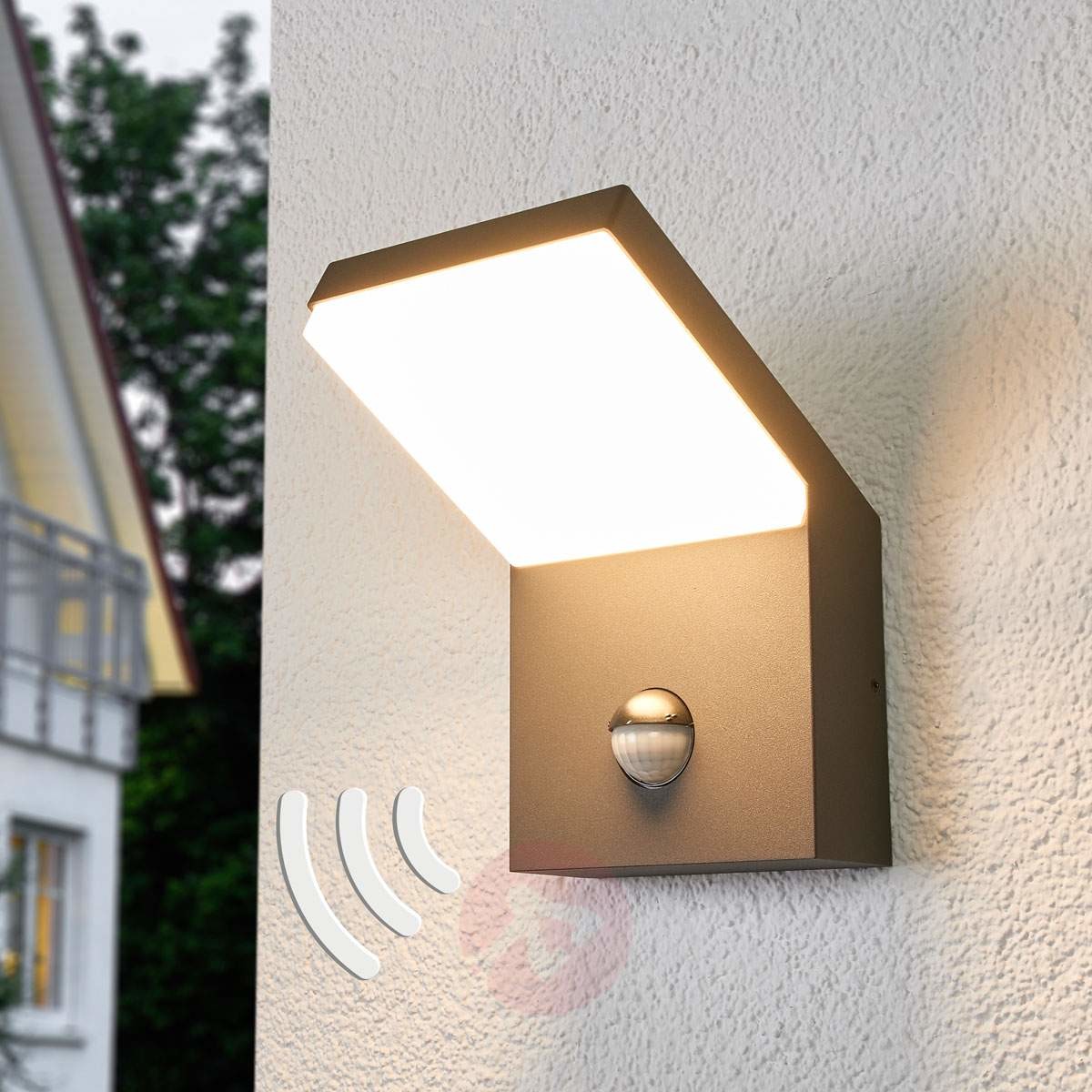 LAMPENWELT.COM Yolena kinkiet zewnętrzny LED z czujnikiem