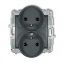 Karlik Mechanizm gniazda podwójnego do ramki z uziemieniem grafitowy mat MINI 28MGPR-2Z