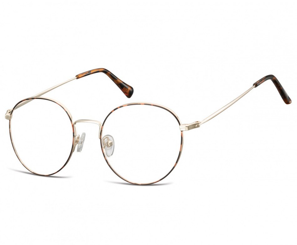 SUNOPTIC Okulary Lenonki okrągłe Oprawki optyczne 915H złoto-panterkowe