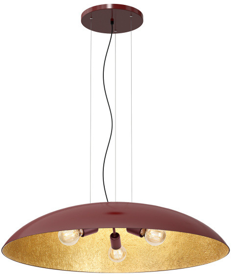 Luminex lampa wisząca Flat 1 3xE27 burgund/złota 100cm 1695
