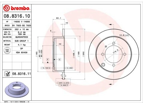 BREMBO Tarcza hamulcowa 08.8316.11