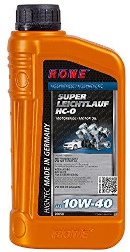 ROWE zaawansowanych Super 10 W-40 HC-O samochodów osobowych olej silnikowy, syntetyczny (HC-bieżne Synteza) | Made in Germany, 1 l 20058-0010-03