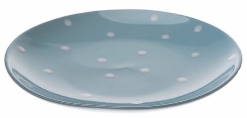 Ceramiczny talerz płytki w kropki, jasnoniebieski