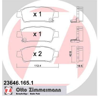 ZIMMERMANN Zestaw klocków hamulcowych, hamulce tarczowe 23646.165.1